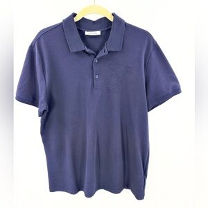 Versace Collection Mens Polo Shirt Size M Blue Embroidered Logo Short Sleeve